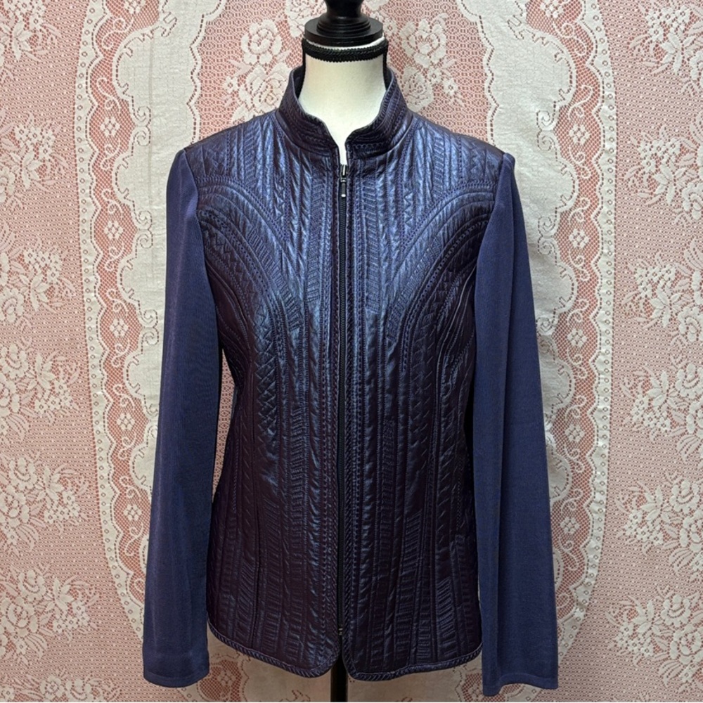Nygård Quilted Leather Zip Jacket | Purple Sz M/Lg